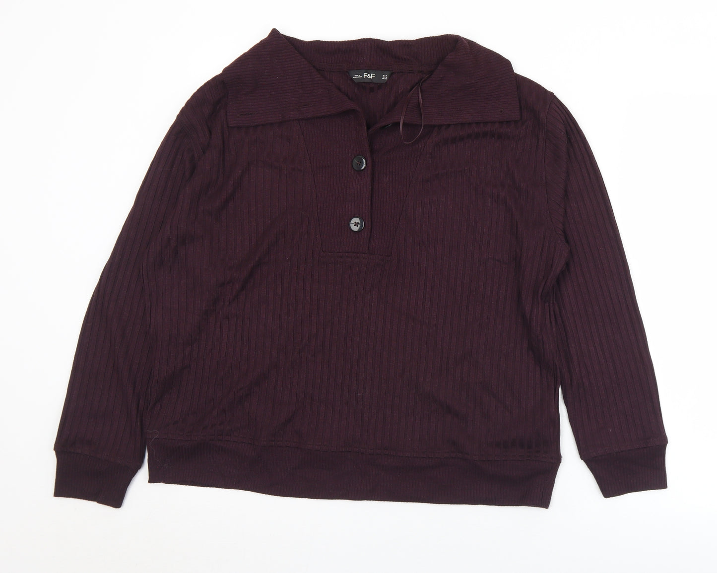 F&F Womens Purple Collared  Polyester Pullover Jumper Size 14