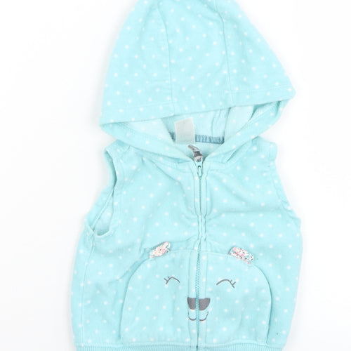 Carters Girls Green Polka Dot  Gilet Jacket Size 12 Months   Zip