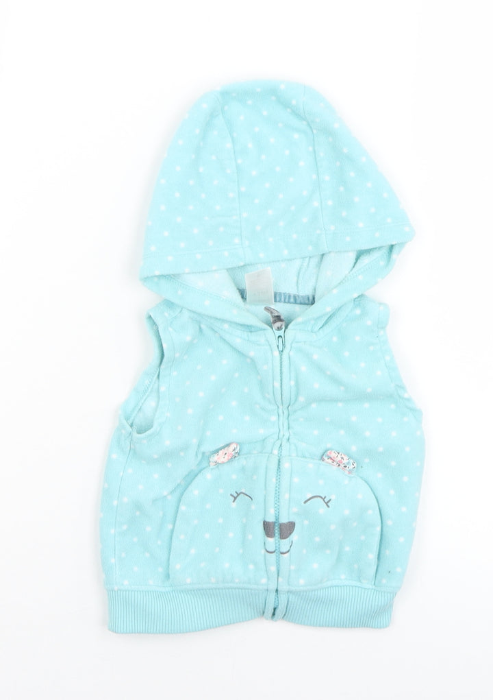Carters Girls Green Polka Dot  Gilet Jacket Size 12 Months   Zip