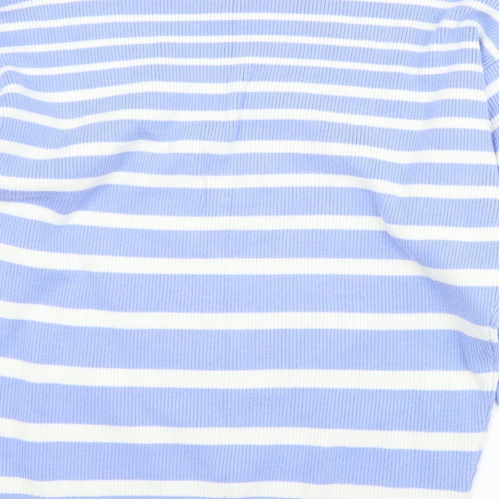 F&F Womens Purple Round Neck Striped Viscose Pullover Jumper Size L