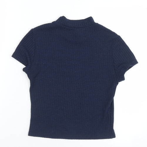 SheIn Womens Blue Mock Neck  Polyester Pullover Jumper Size M