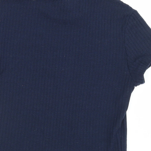 SheIn Womens Blue Mock Neck  Polyester Pullover Jumper Size M