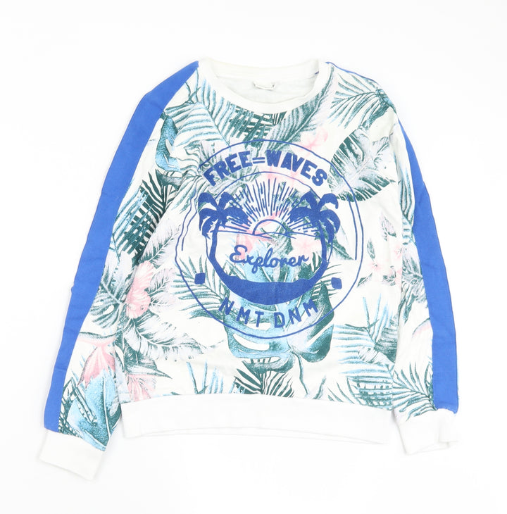 name it Girls Multicoloured Floral Cotton Pullover Sweatshirt Size 11-12 Years - Waves