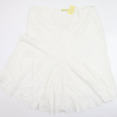 Agenda Womens White  Polyester Flare Skirt Size 44   Zip