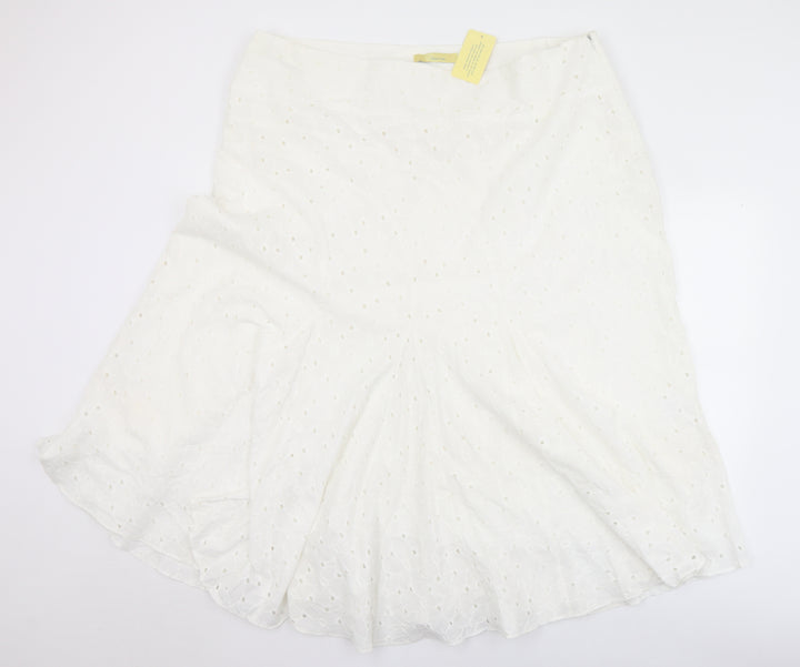 Agenda Womens White Polyester Flare Skirt Size 44 Zip