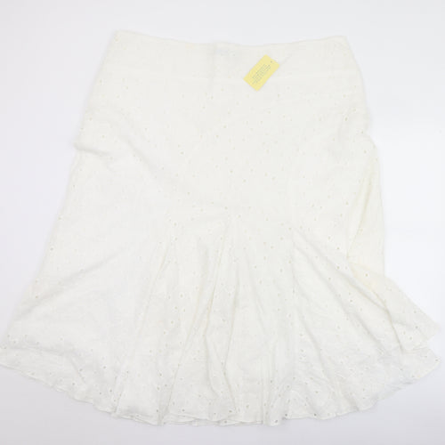 Agenda Womens White  Polyester Flare Skirt Size 44   Zip
