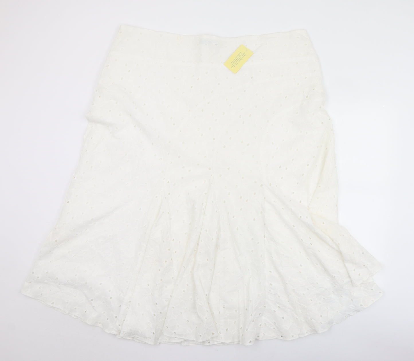 Agenda Womens White  Polyester Flare Skirt Size 44   Zip