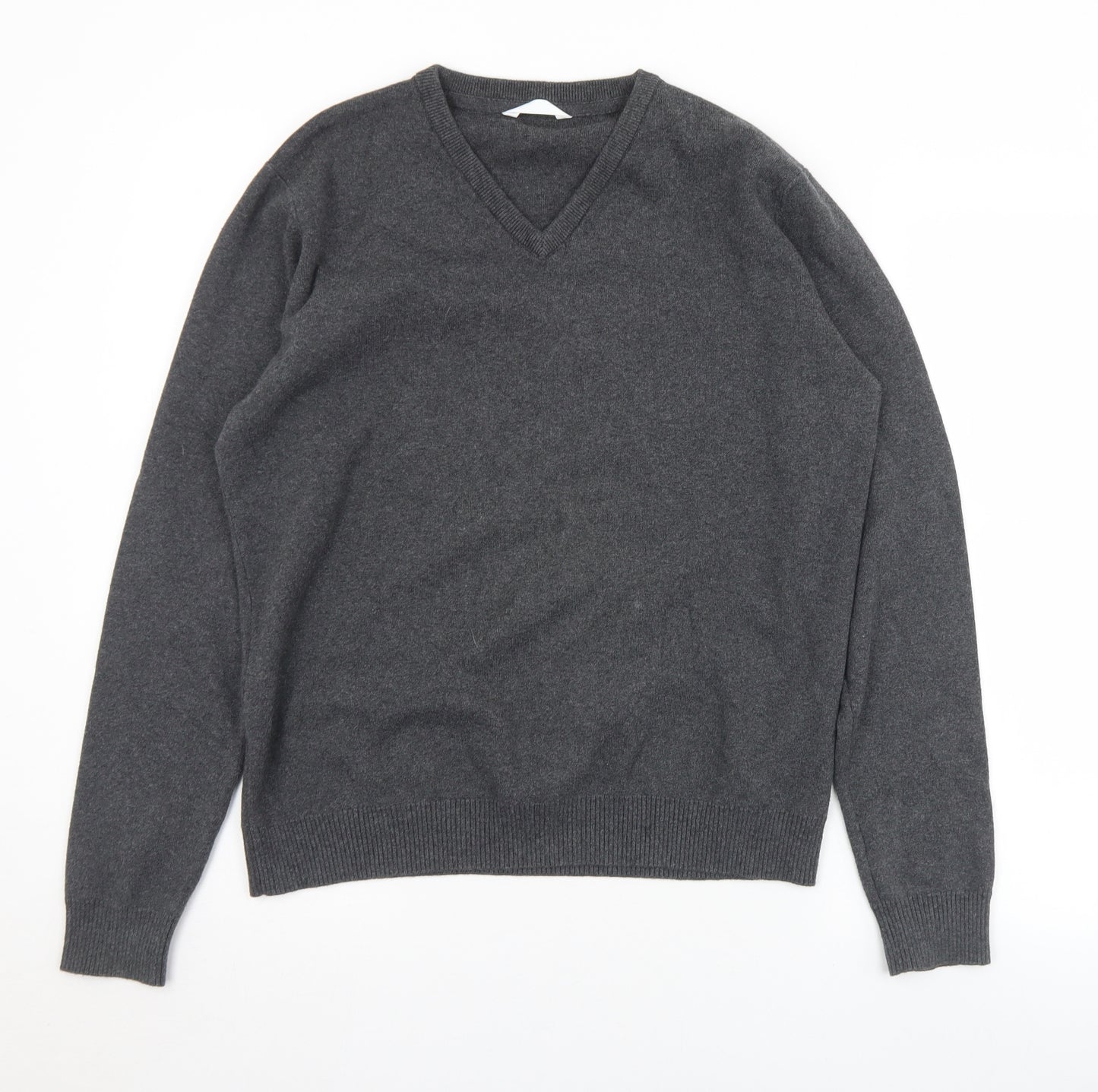 Marks and Spencer Boys Grey V-Neck  Cotton Pullover Jumper Size 15-16 Years   - School