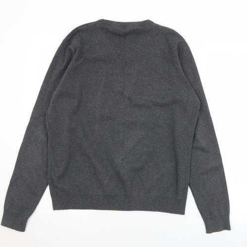 Marks and Spencer Boys Grey V-Neck  Cotton Pullover Jumper Size 15-16 Years   - School