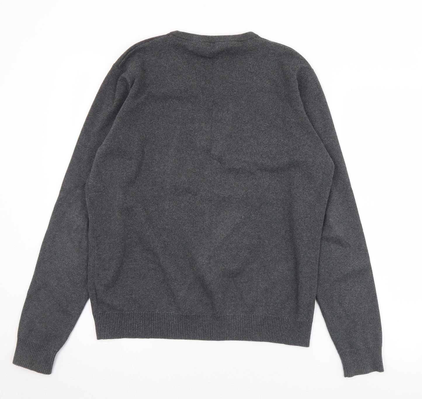 Marks and Spencer Boys Grey V-Neck  Cotton Pullover Jumper Size 15-16 Years   - School