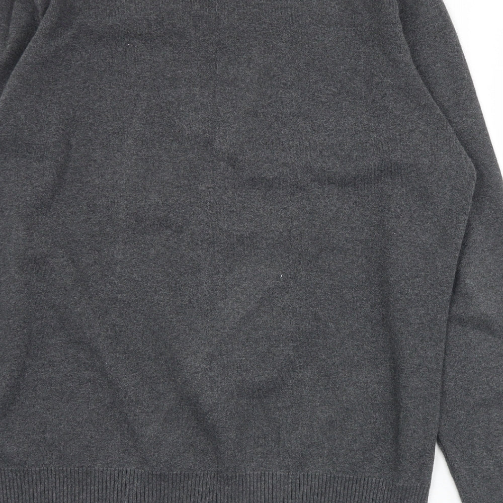 Marks and Spencer Boys Grey V-Neck  Cotton Pullover Jumper Size 15-16 Years   - School