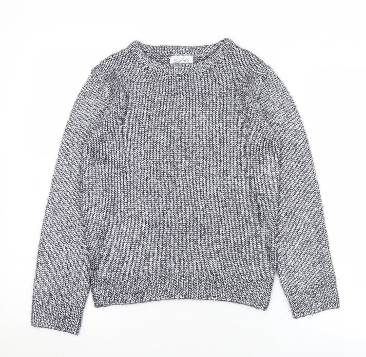 Little Pieces Girls Silver Crew Neck  Acrylic Pullover Jumper Size 11-12 Years