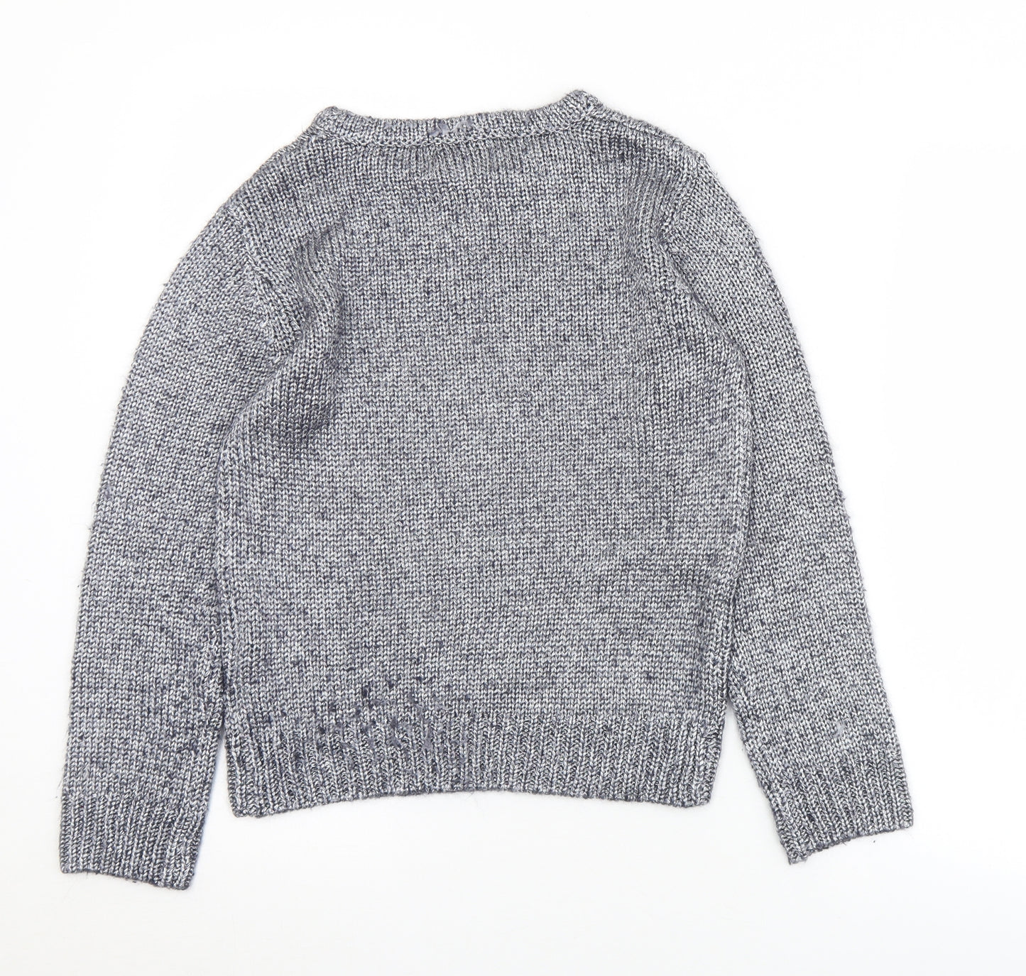 Little Pieces Girls Silver Crew Neck  Acrylic Pullover Jumper Size 11-12 Years
