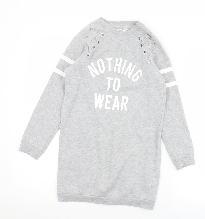 Primark Girls Grey  Polyester Pullover Sweatshirt Size 9-10 Years   - Nothing to Wear