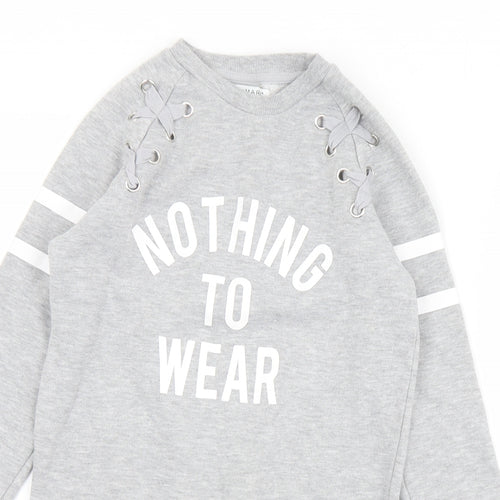 Primark Girls Grey  Polyester Pullover Sweatshirt Size 9-10 Years   - Nothing to Wear