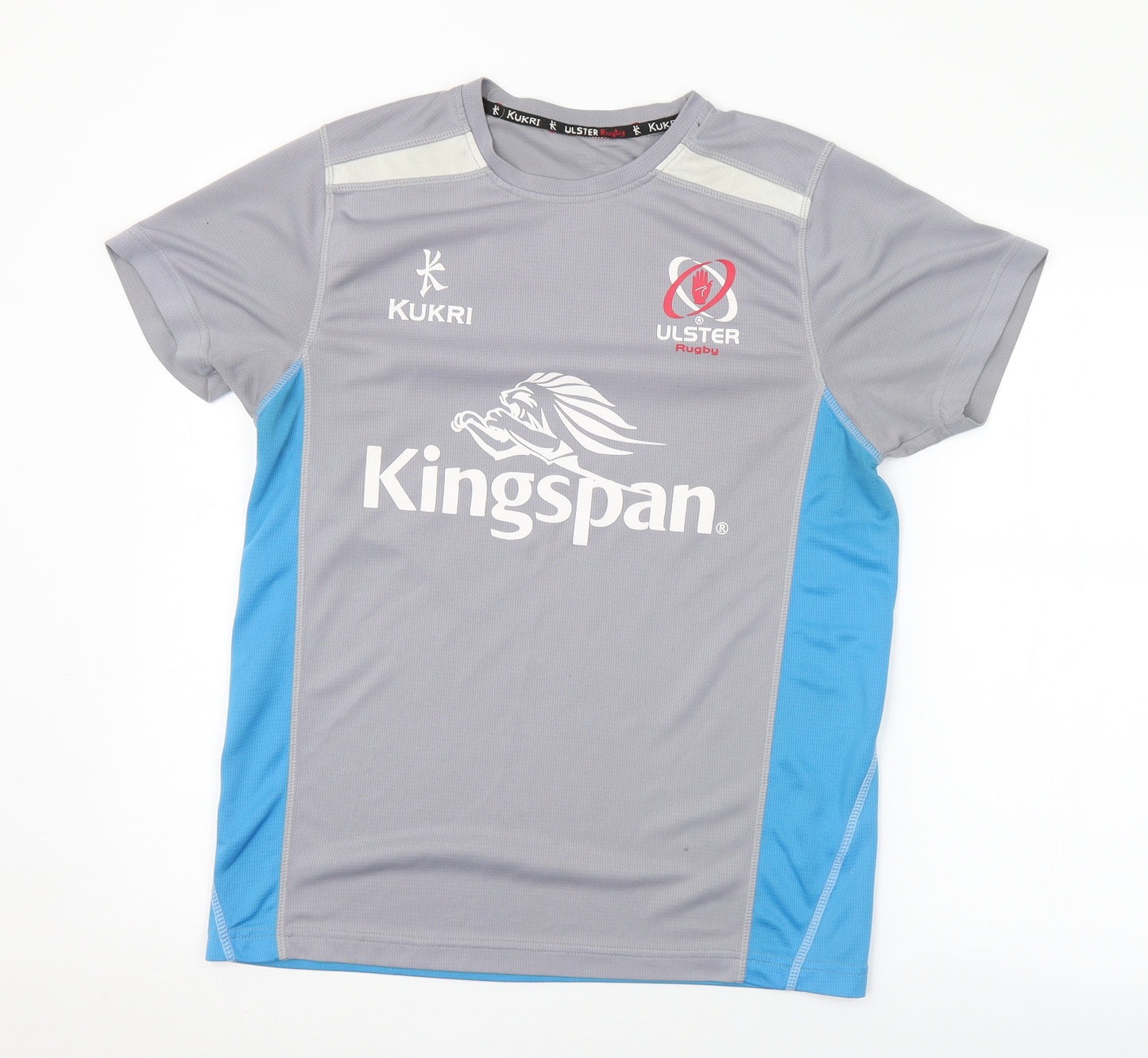 Kukri Mens Grey  Polyester  T-Shirt Size M Crew Neck  - Ulster Rugby