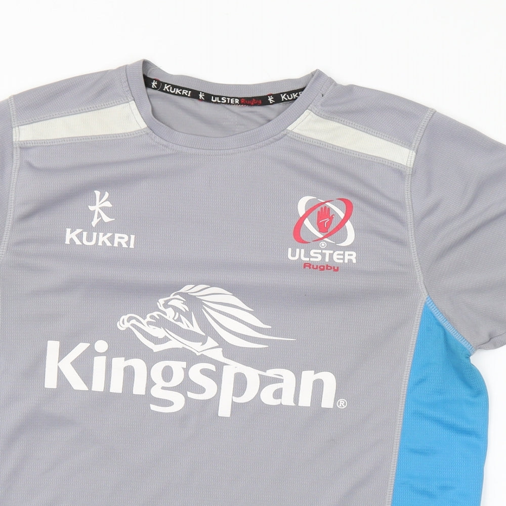 Kukri Mens Grey  Polyester  T-Shirt Size M Crew Neck  - Ulster Rugby