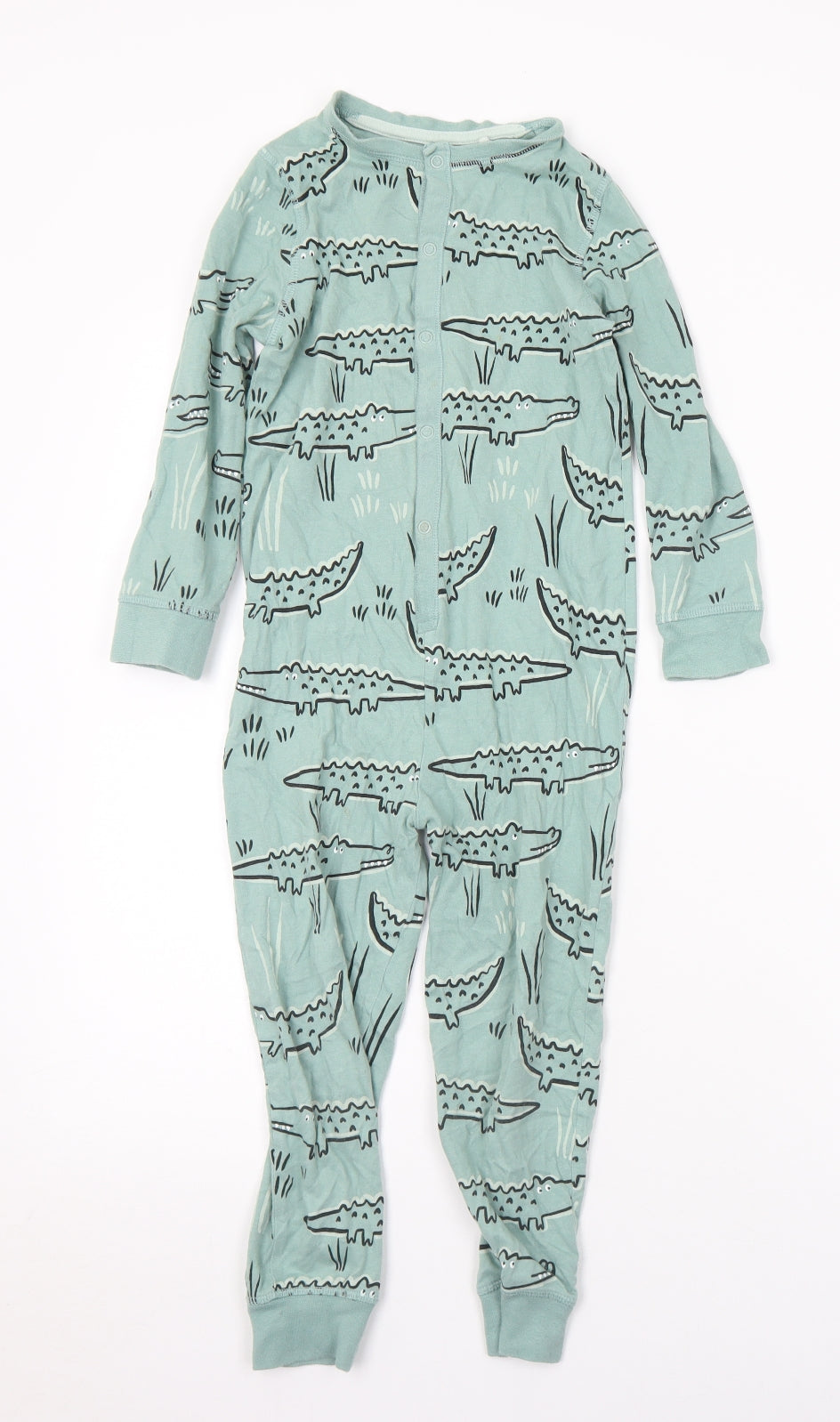 TU Boys Green Geometric Cotton  One Piece Size 4-5 Years  Snap - Crocodile