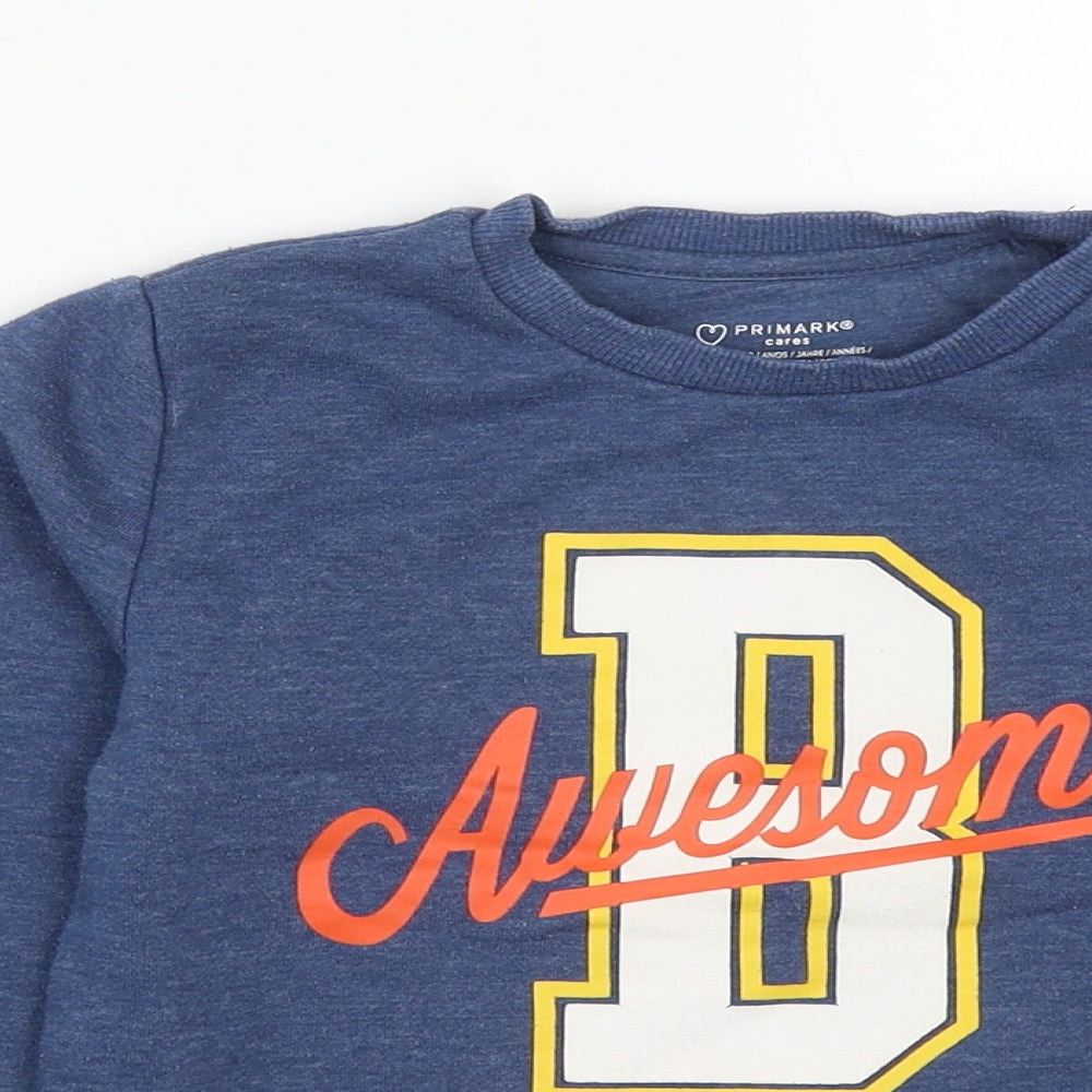 Primark Boys Blue  Cotton Pullover Sweatshirt Size 4-5 Years   - B Awesome