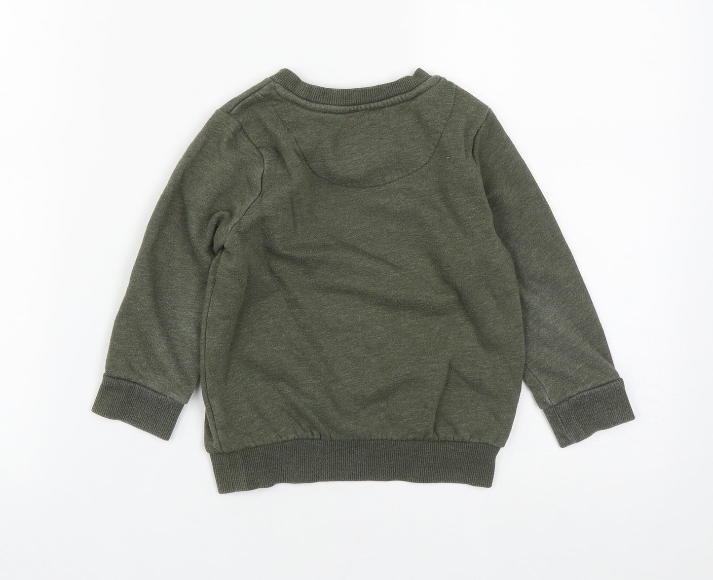 F&F Boys Green  Cotton Pullover Sweatshirt Size 3-4 Years   - Car Print