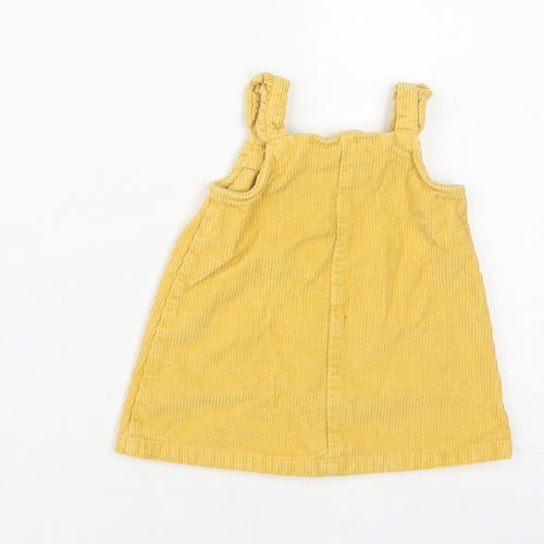 George Girls Yellow  Cotton Pinafore/Dungaree Dress  Size 3-6 Months  Square Neck Snap