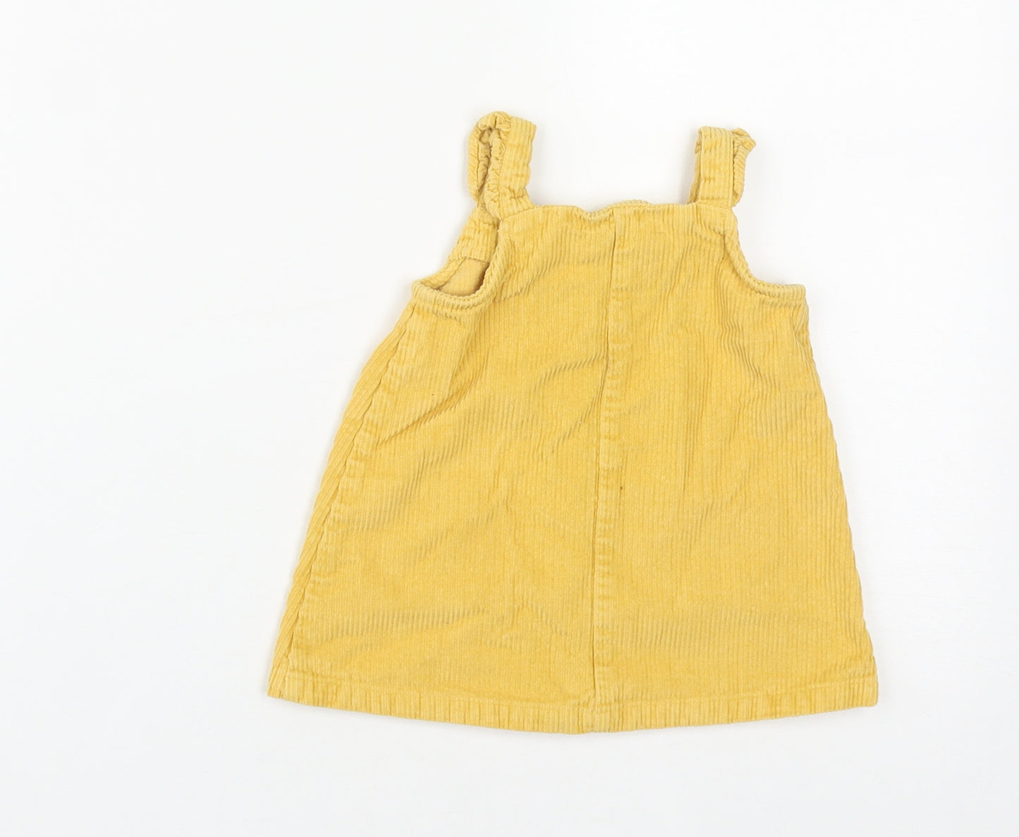 George Girls Yellow  Cotton Pinafore/Dungaree Dress  Size 3-6 Months  Square Neck Snap