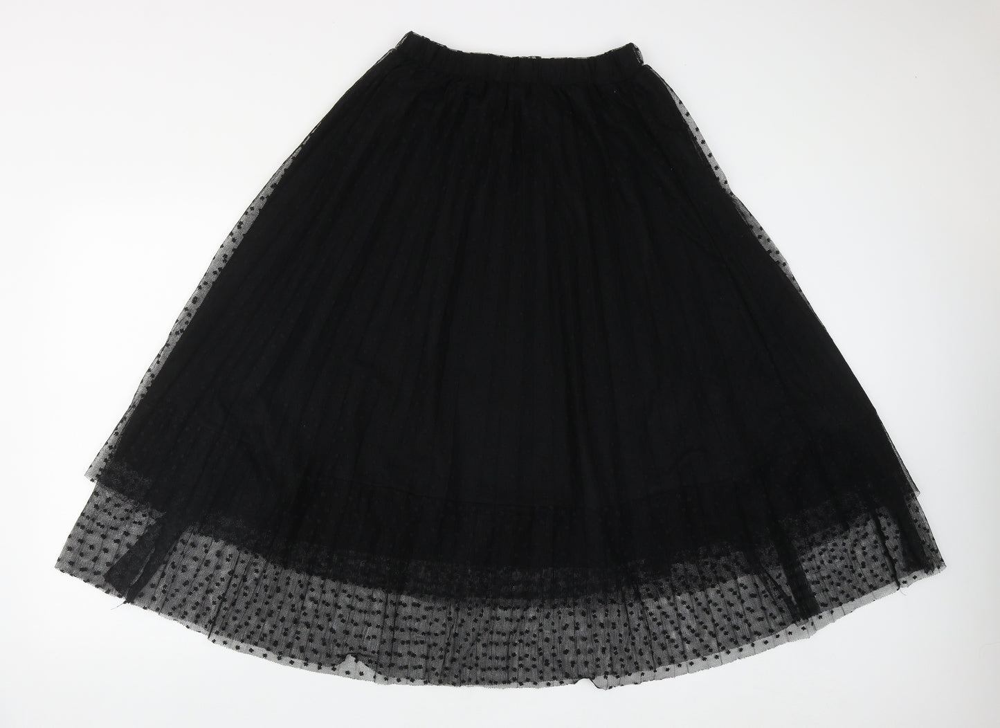 Dunnes Stores Womens Black Geometric Polyester Pleated Skirt Size 8