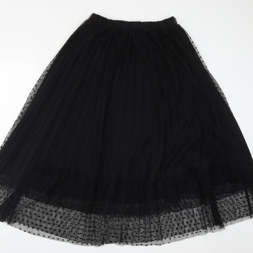 Dunnes Stores Womens Black Geometric Polyester Pleated Skirt Size 8