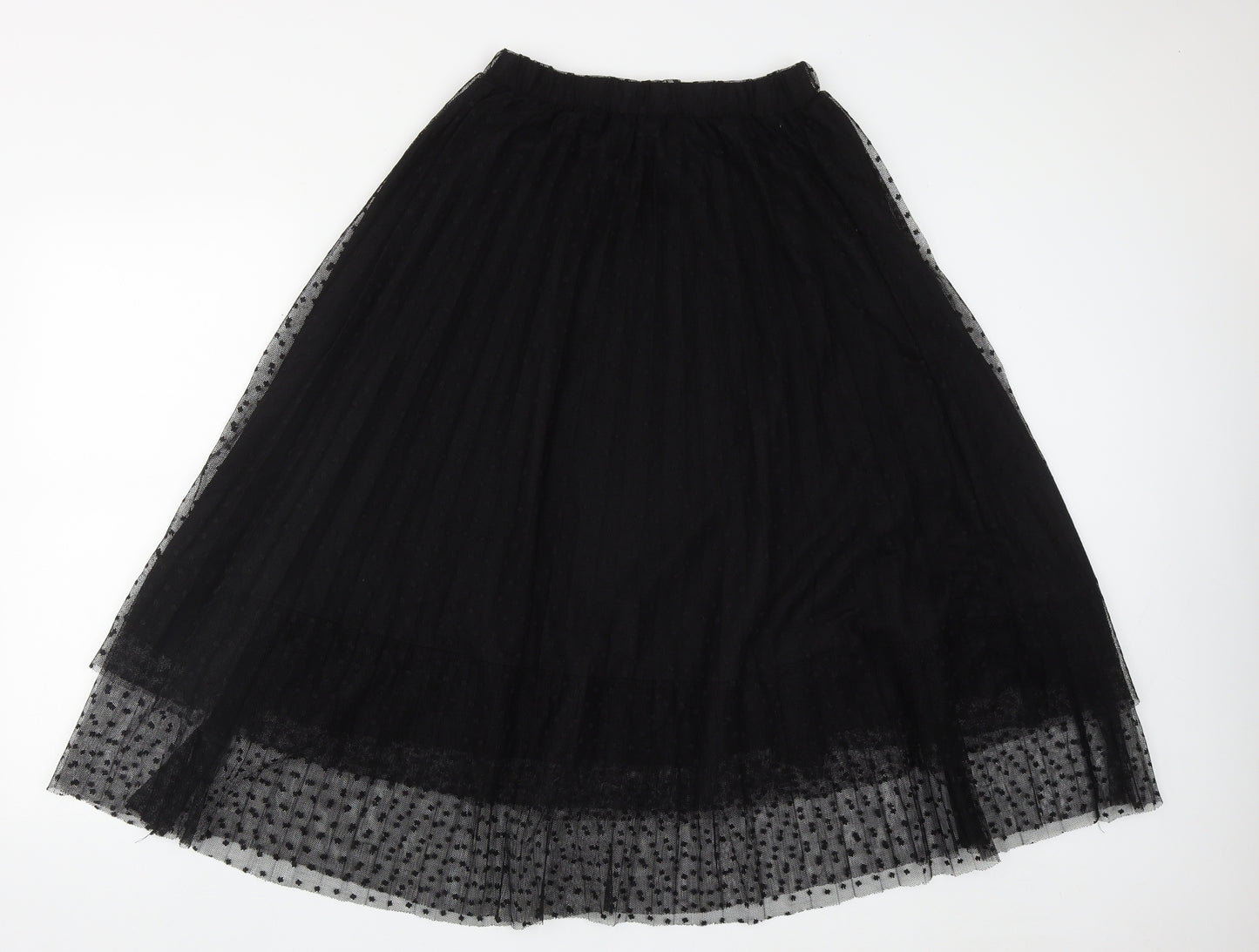Dunnes Stores Womens Black Geometric Polyester Pleated Skirt Size 8
