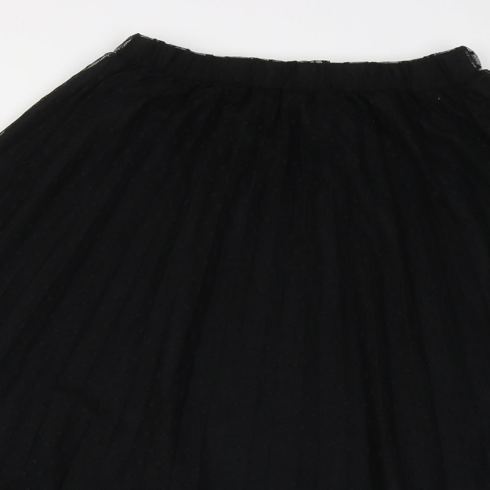 Dunnes Stores Womens Black Geometric Polyester Pleated Skirt Size 8