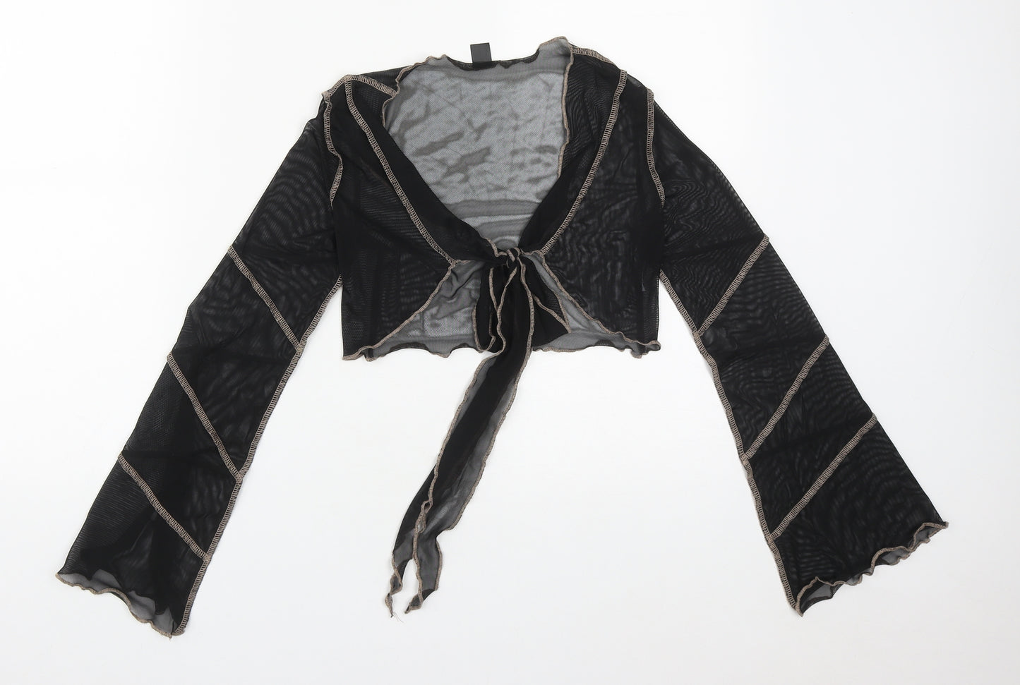 SheIn Womens Black V-Neck  Polyester Shrug Jumper Size XS