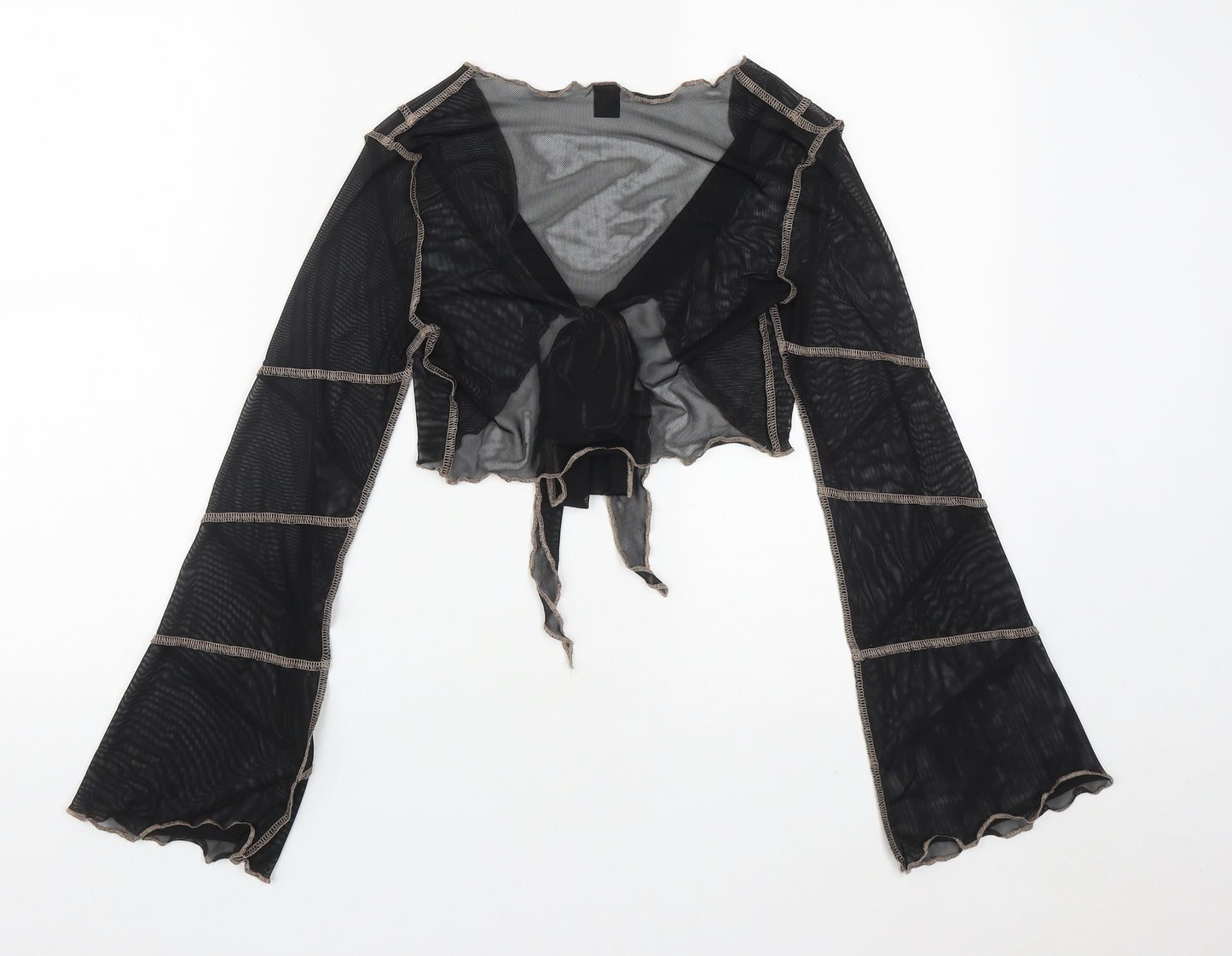 SheIn Womens Black V-Neck  Polyester Shrug Jumper Size XS