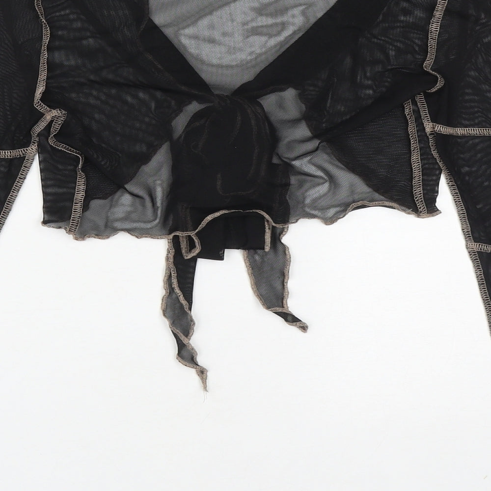 SheIn Womens Black V-Neck  Polyester Shrug Jumper Size XS