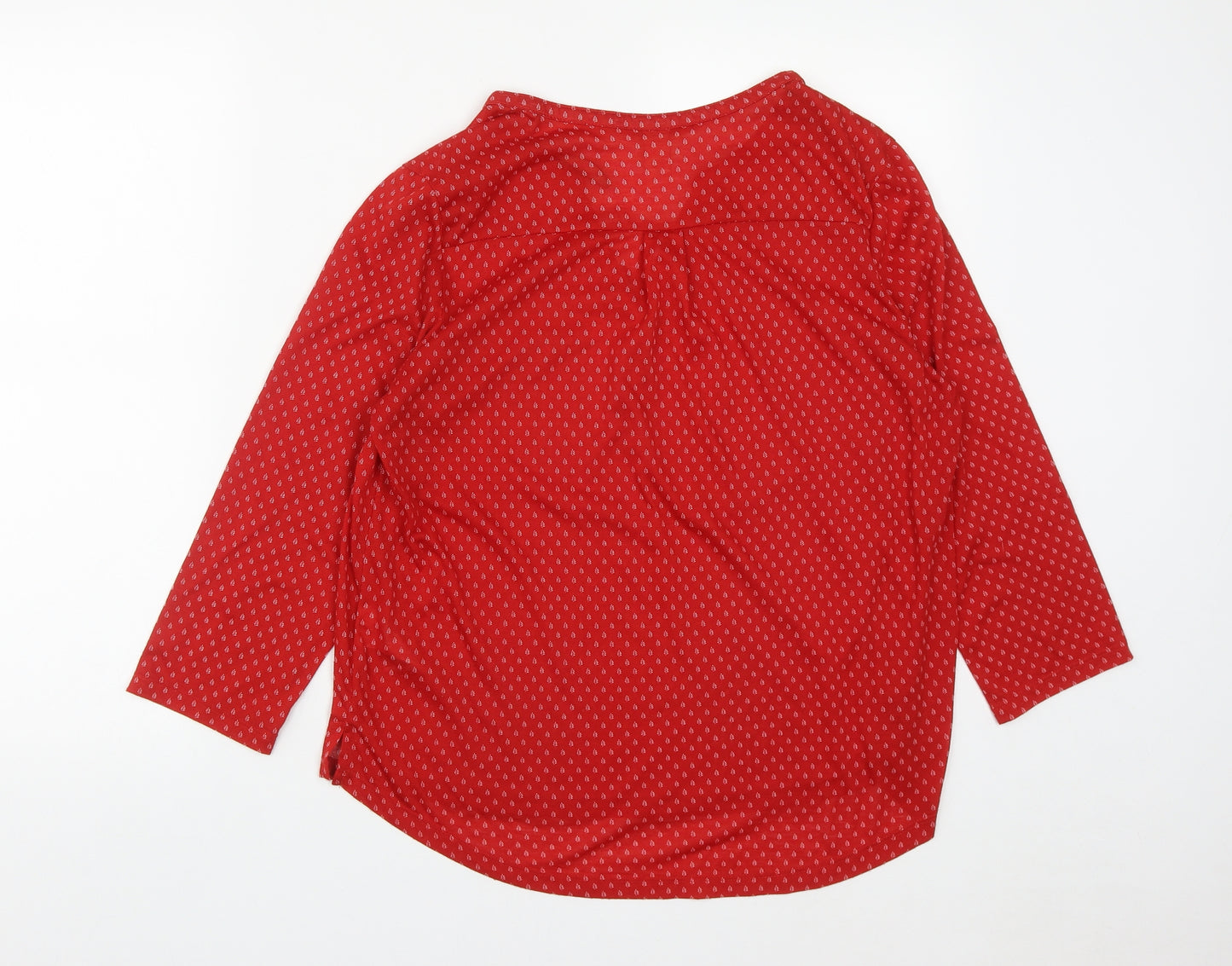 H&M Womens Red Geometric Polyester Basic T-Shirt Size M V-Neck