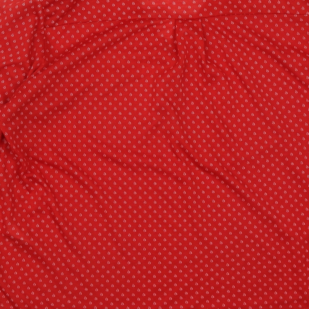 H&M Womens Red Geometric Polyester Basic T-Shirt Size M V-Neck