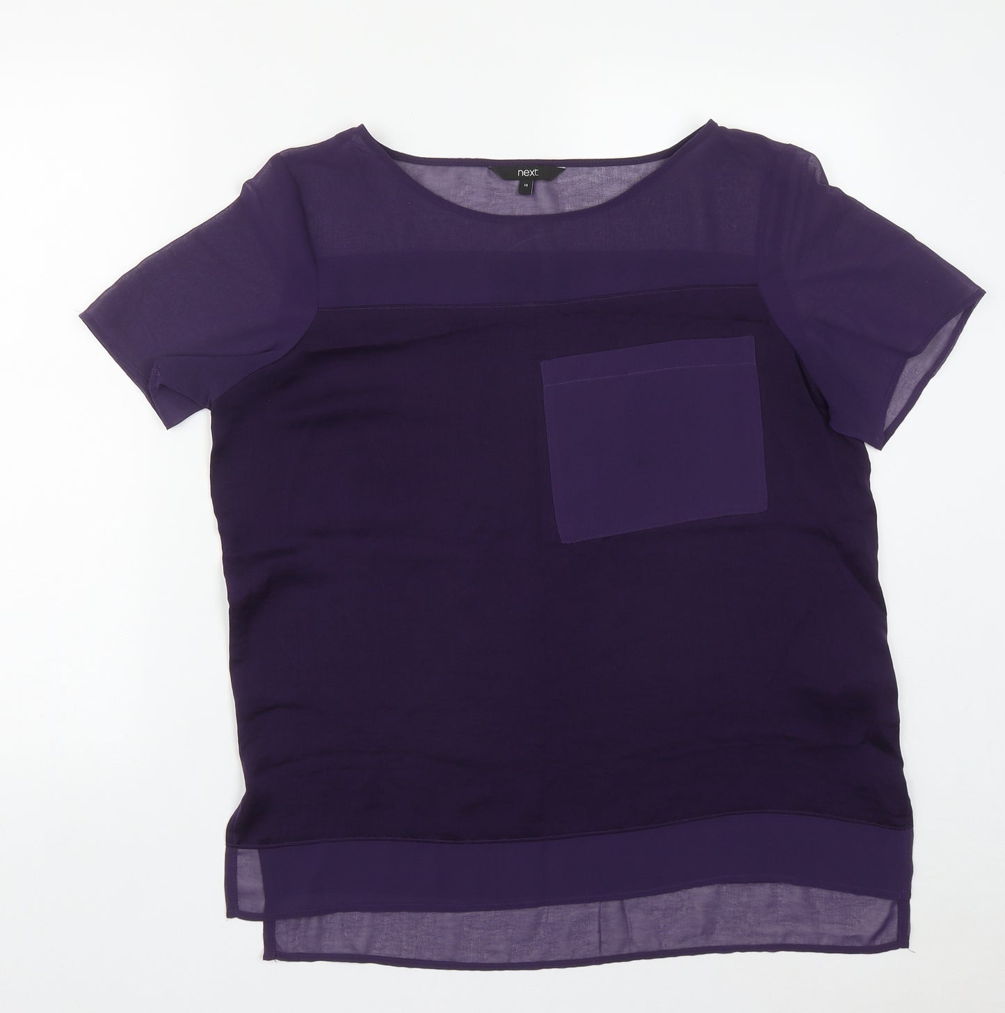 NEXT Womens Purple  Polyester Basic Blouse Size 14 Scoop Neck
