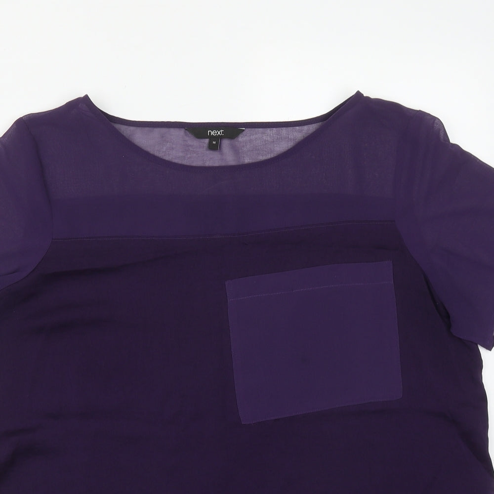 NEXT Womens Purple  Polyester Basic Blouse Size 14 Scoop Neck
