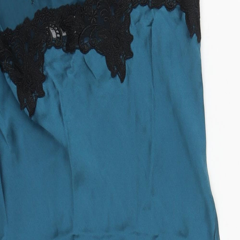 Marks and Spencer Womens Blue Solid Silk Babydoll Dress Size 14