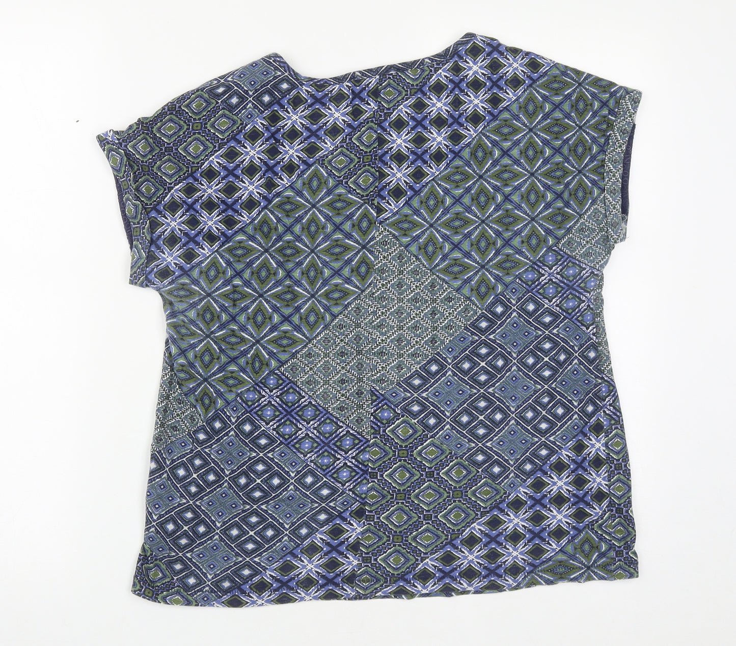 NEXT Womens Multicoloured Geometric Cotton Basic T-Shirt Size 12 Round Neck