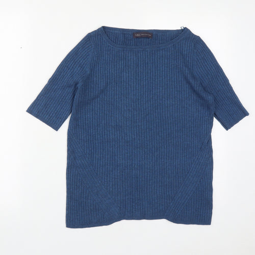 Marks and Spencer Womens Blue Round Neck  Viscose Pullover Jumper Size 16