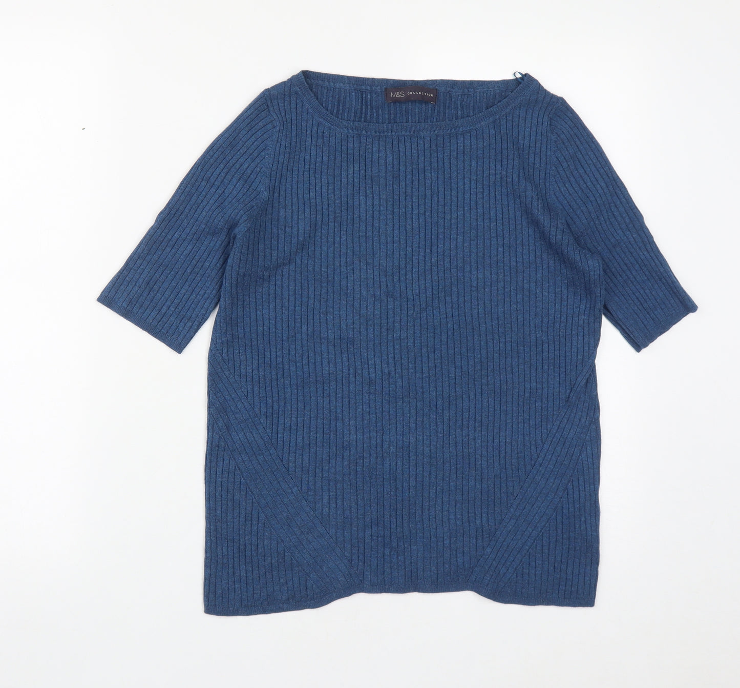Marks and Spencer Womens Blue Round Neck  Viscose Pullover Jumper Size 16