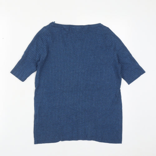 Marks and Spencer Womens Blue Round Neck  Viscose Pullover Jumper Size 16