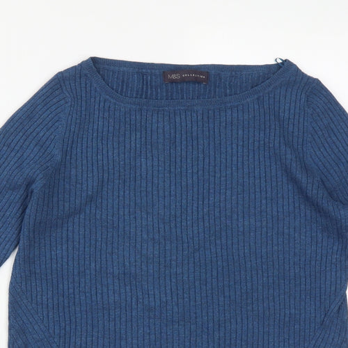 Marks and Spencer Womens Blue Round Neck  Viscose Pullover Jumper Size 16