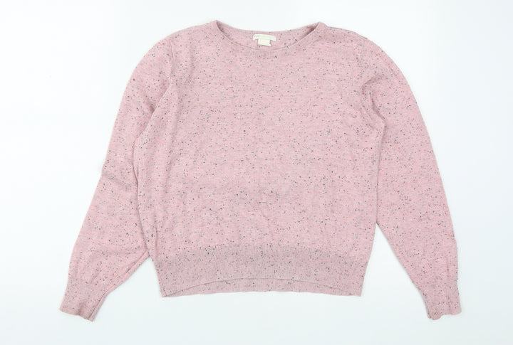 H&M Womens Pink Round Neck  Acrylic Pullover Jumper Size M