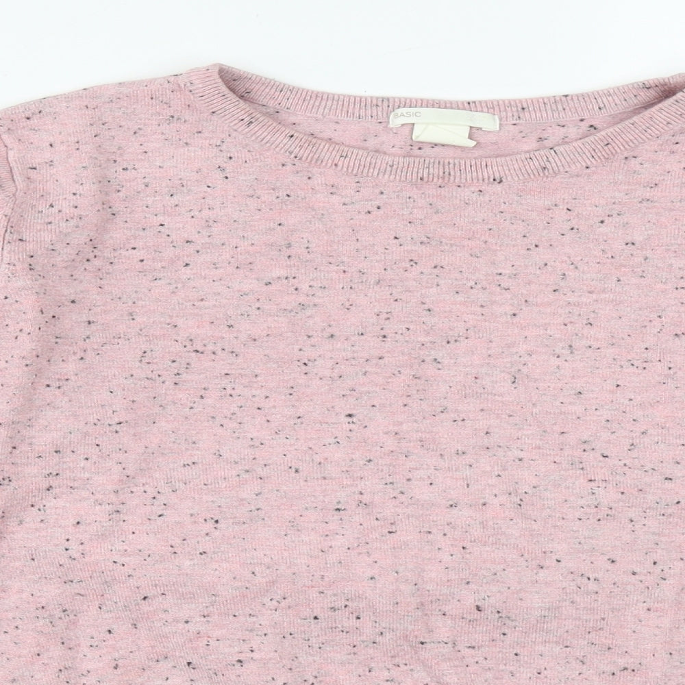 H&M Womens Pink Round Neck  Acrylic Pullover Jumper Size M