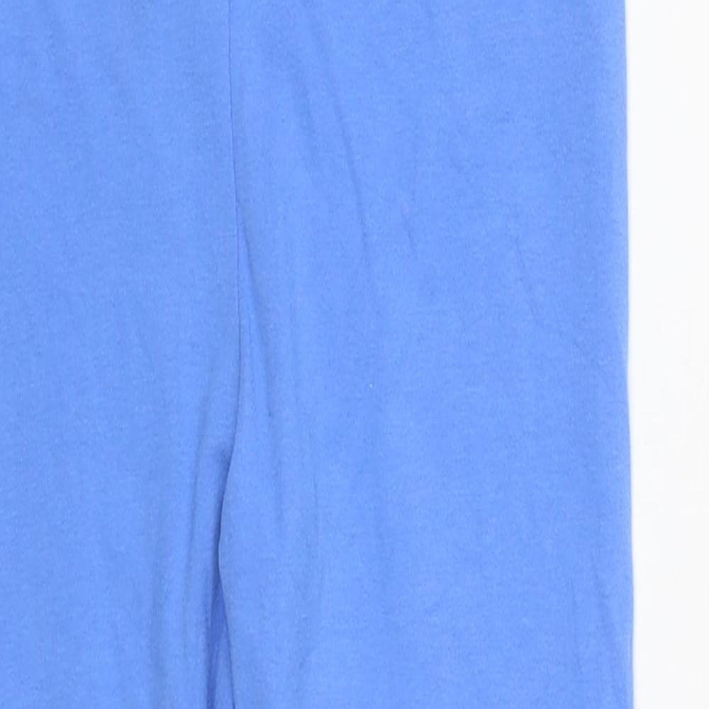 Marks and Spencer Girls Blue  Cotton Cropped Trousers Size 7-8 Years  Regular