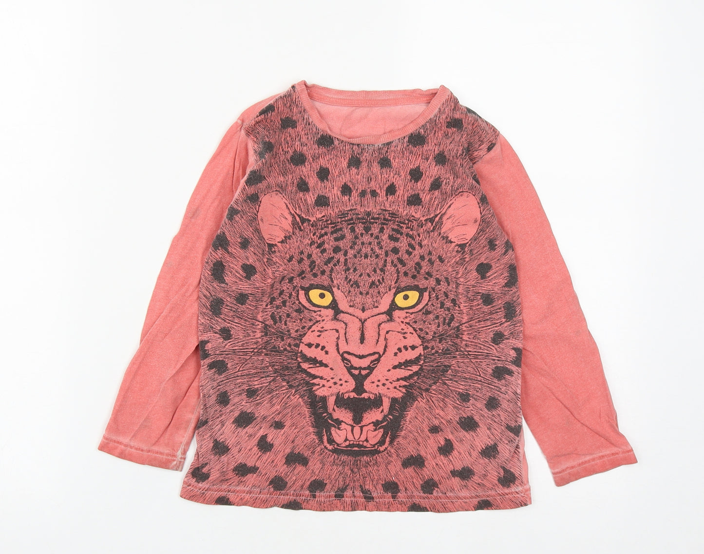 Marks and Spencer Boys Orange  Cotton Basic Casual Size 4-5 Years Roll Neck  - Lion Print