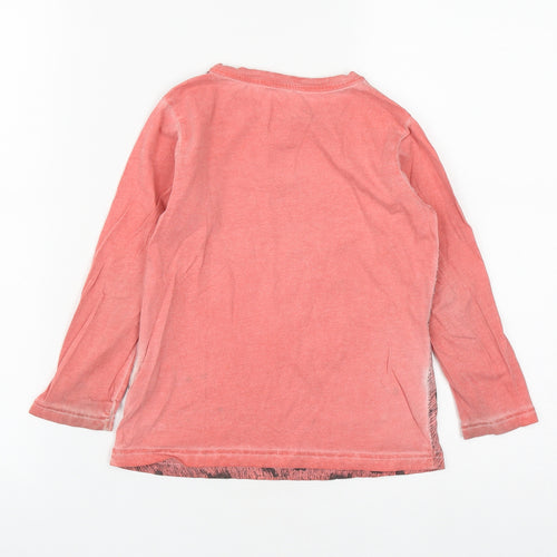 Marks and Spencer Boys Orange  Cotton Basic Casual Size 4-5 Years Roll Neck  - Lion Print