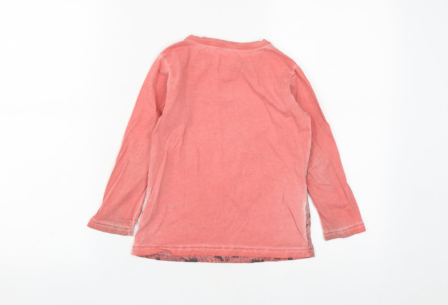 Marks and Spencer Boys Orange  Cotton Basic Casual Size 4-5 Years Roll Neck  - Lion Print