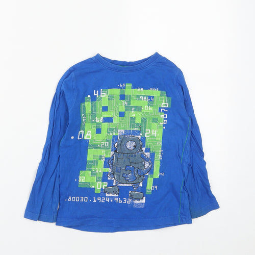 F&F Boys Blue  Cotton Basic Casual Size 4-5 Years Round Neck  - Robot Print